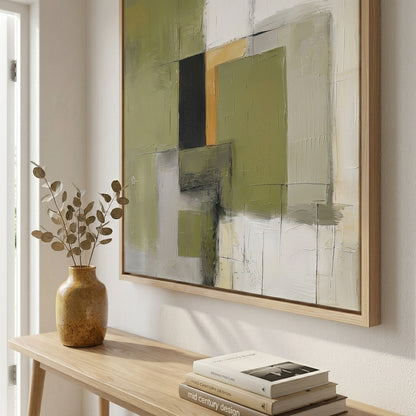 Olive Serenity - Original Olive Green Abstract Acrylic Painting