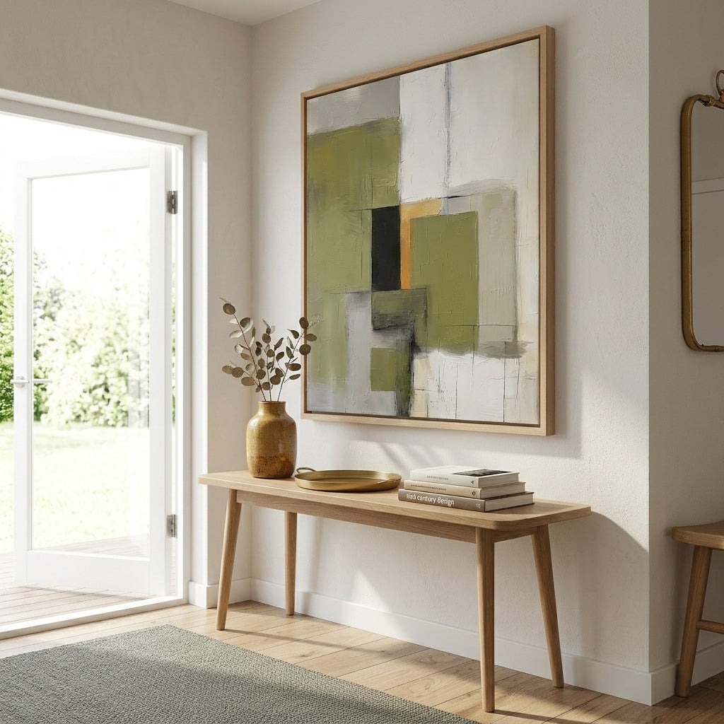 Olive Serenity - Original Olive Green Abstract Acrylic Painting