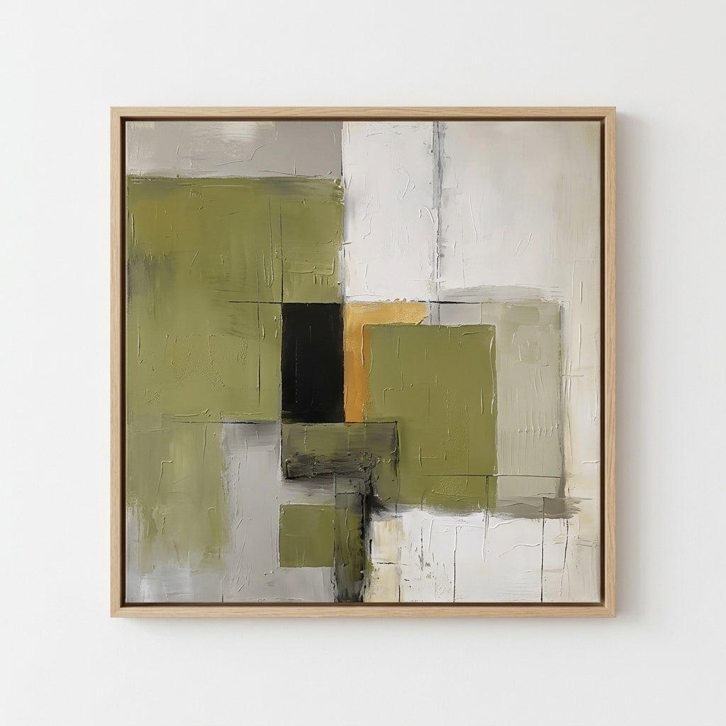 Olive Serenity - Original Olive Green Abstract Acrylic Painting