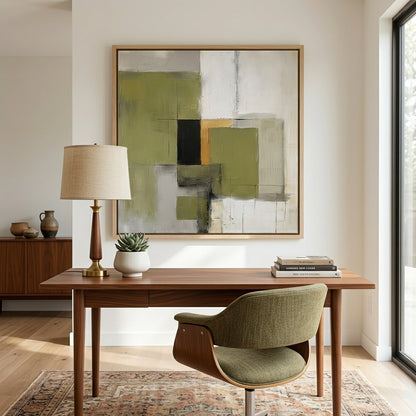 Olive Serenity - Original Olive Green Abstract Acrylic Painting