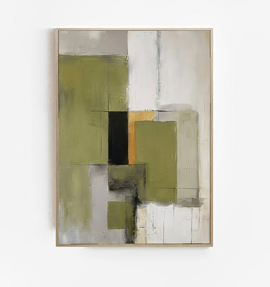 Olive Serenity - Original Olive Green Abstract Acrylic Painting