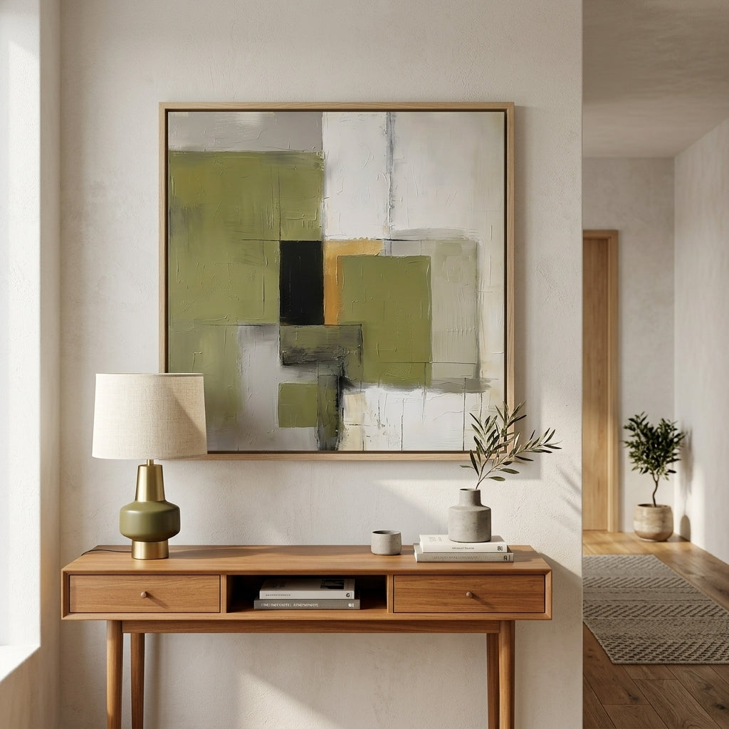 Olive Serenity - Original Olive Green Abstract Acrylic Painting