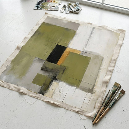 Olive Serenity - Original Olive Green Abstract Acrylic Painting