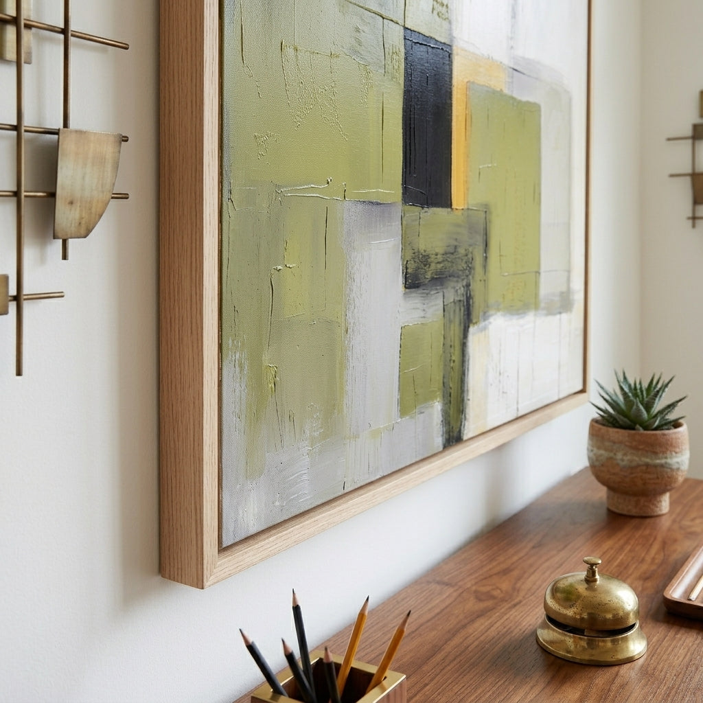 Olive Serenity - Original Olive Green Abstract Acrylic Painting