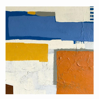 Neuf - White, Orange and Blue Wall Art Abstract Painting on Canvas