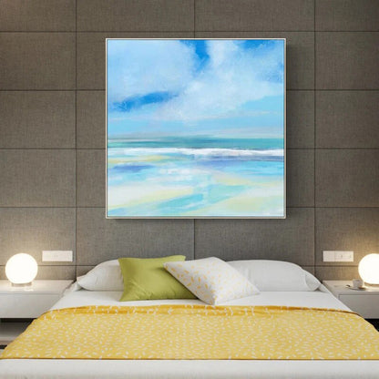 Shore - Large Blue Sunset Ocean Painting on Canvas