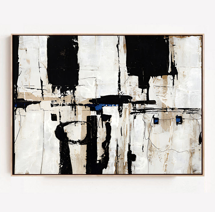 Abstract Black White Painting on Canvas | Artworks | Noho Art Gallery