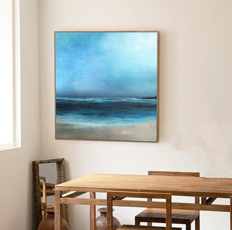 Mirage - Large Blue Ocean Painting on Canvas N o H o