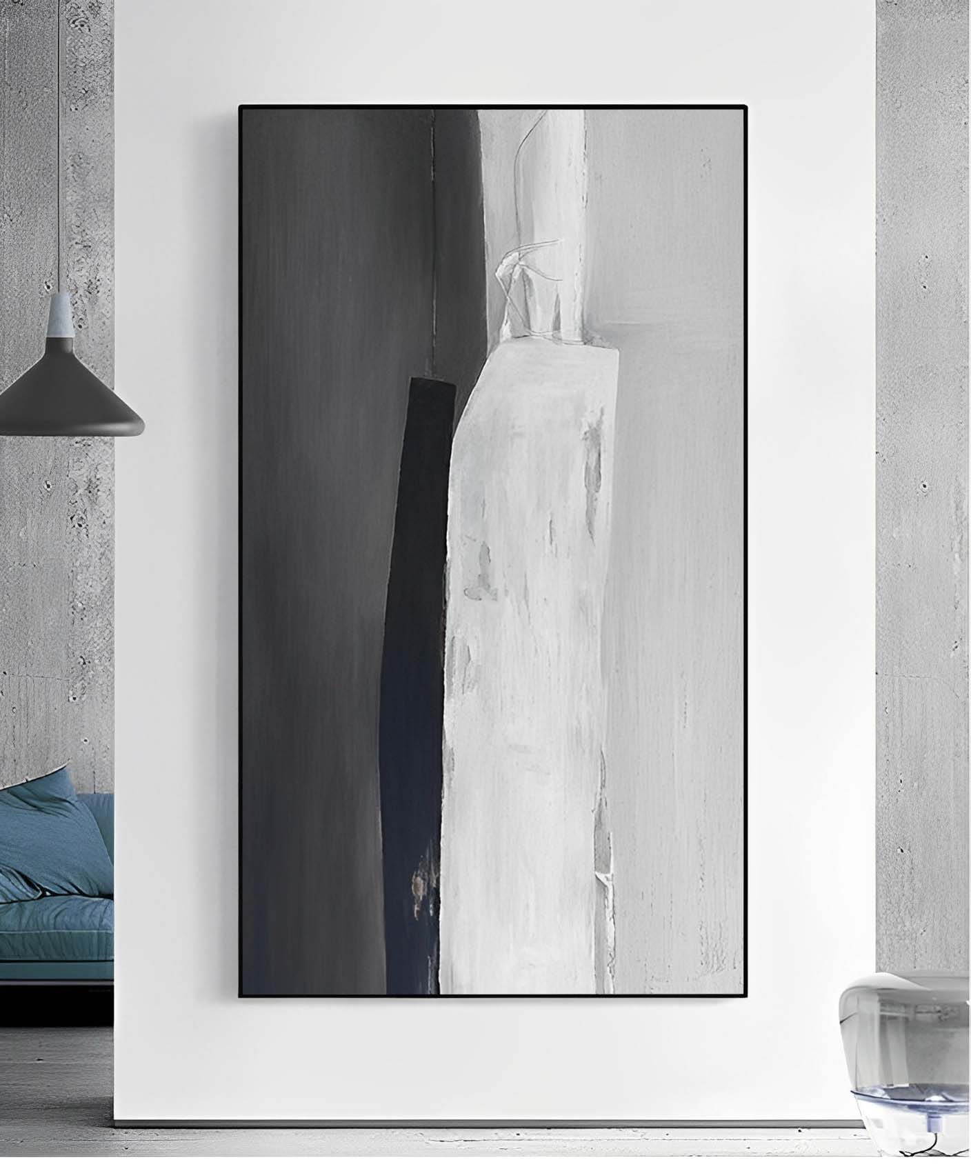 Remi - Black and Grey Abstract Acrylic Painting on Canvas N o H o