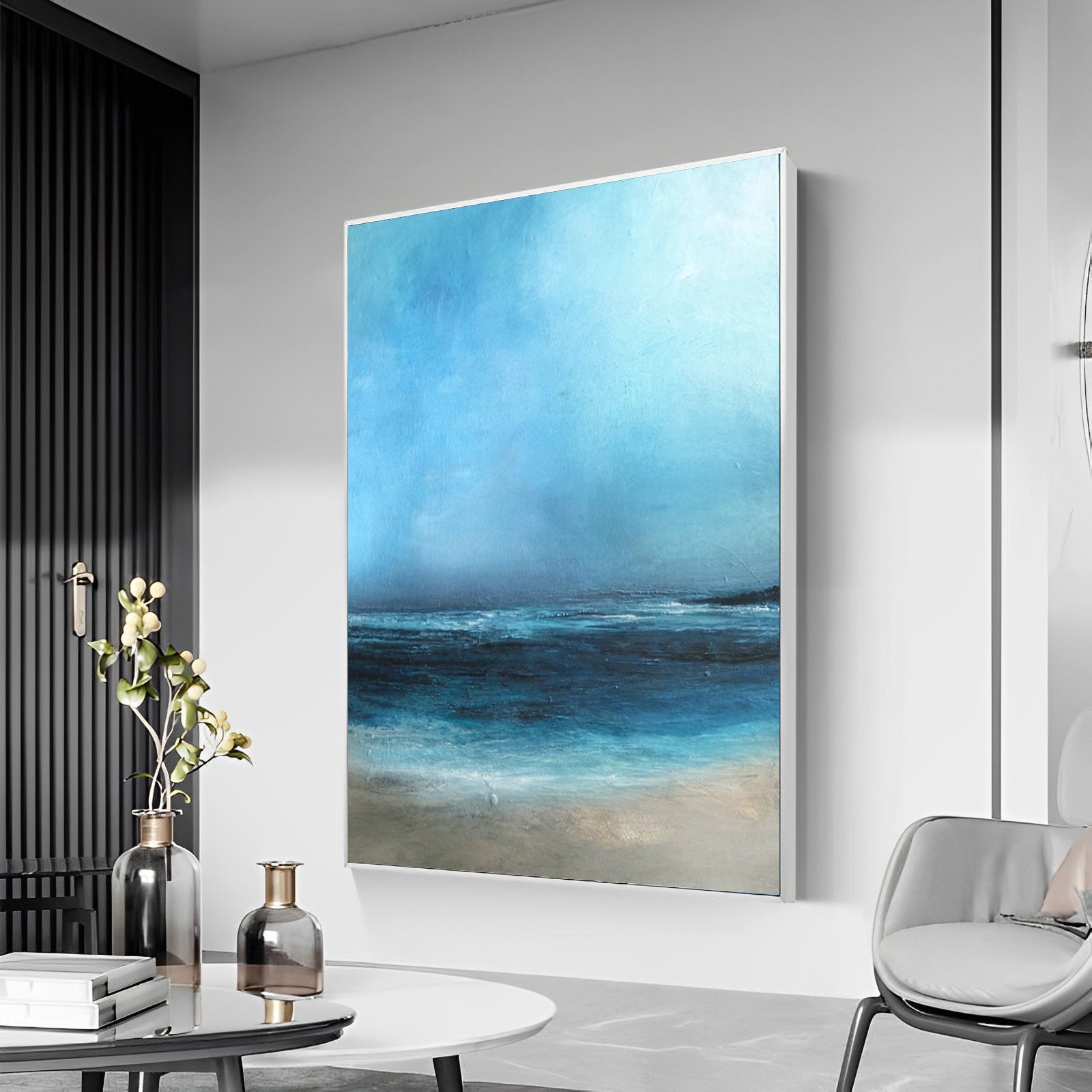 Mirage - Large Blue Ocean Painting on Canvas N o H o