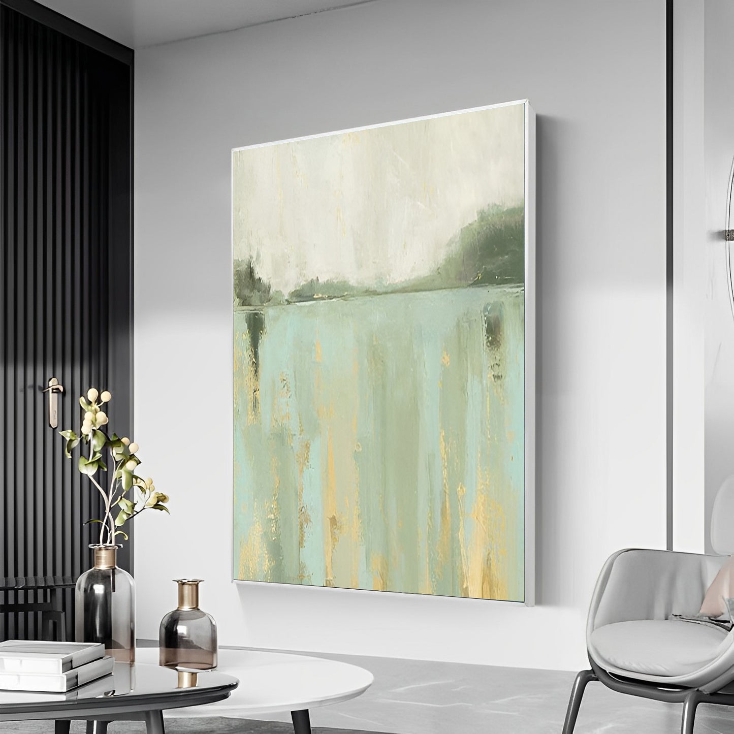 Brume - Large Green Landscape Painting on Canvas - Premium Landscape Oil Painting from N o H o - Just €245.99! Shop now at Noho Art