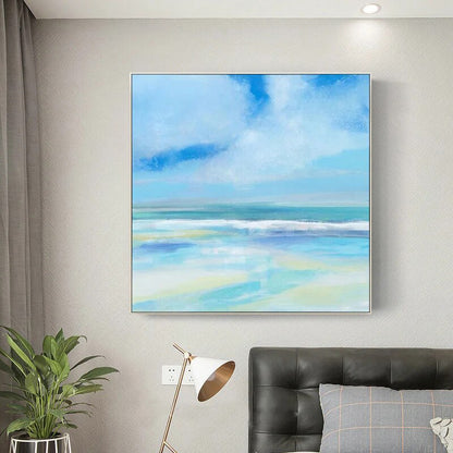 Shore - Large Blue Sunset Ocean Painting on Canvas