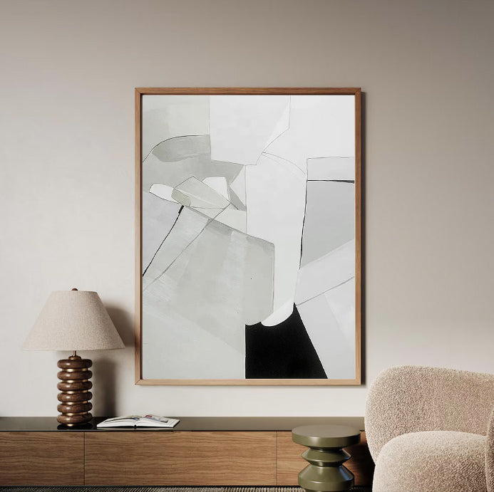 Silhouettes of silence - black and grey abstract painting