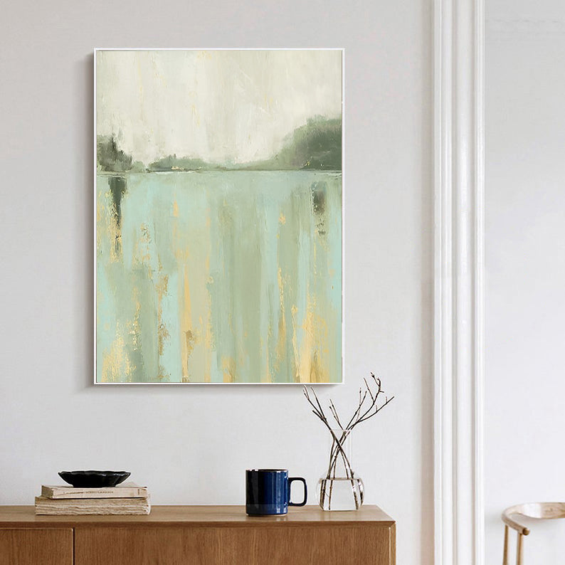 Modern green painting, Entryway wall art