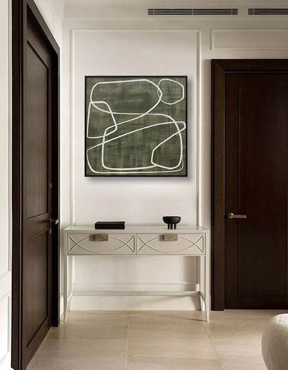 Stria - Modern Clean Lines Abstract Green Painting on Canvas