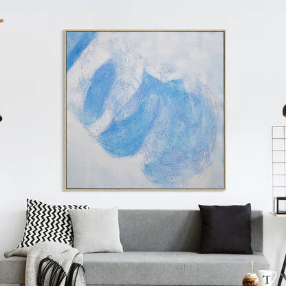 abstract blue and white art painting, white blue wall art, Noho Art Gallery