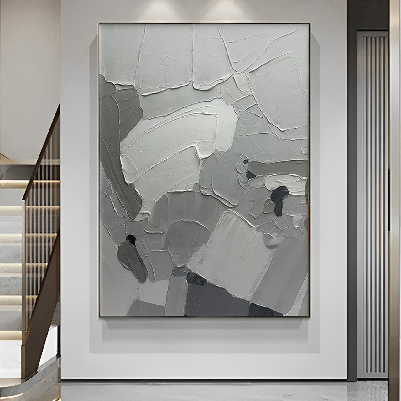 gray abstract painting, abstract grey wall art for sale, Noho Art Gallery