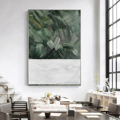 abstract painting with texture, green white painting, Noho Art Gallery