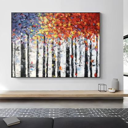 Vibrant Arbor Symphony - Colorful Abstract Tree Painting - Premium Abstract Tree Painting from N o H o - Just €286.99! Shop now at Noho Art