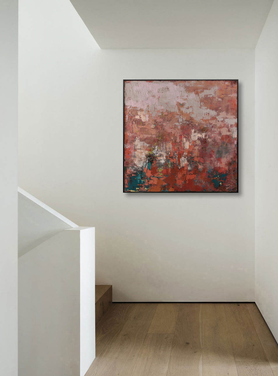 abstract red painting on canvas, red abstract acrylic painting, Noho Art Gallery