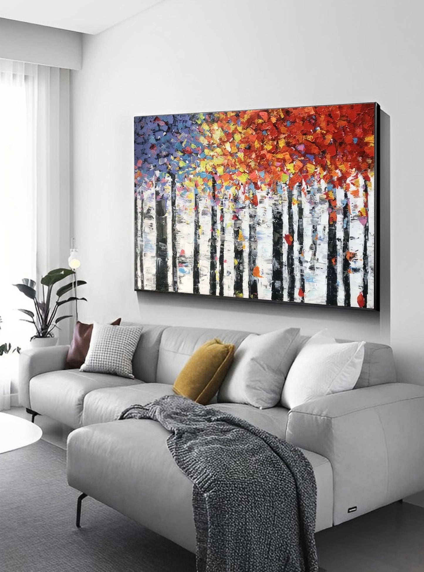 Vibrant Arbor Symphony - Colorful Abstract Tree Painting - Premium Abstract Tree Painting from N o H o - Just €286.99! Shop now at Noho Art