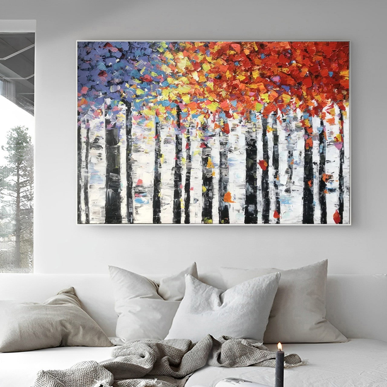 Vibrant Arbor Symphony - Colorful Abstract Tree Painting - Premium Abstract Tree Painting from N o H o - Just €286.99! Shop now at Noho Art