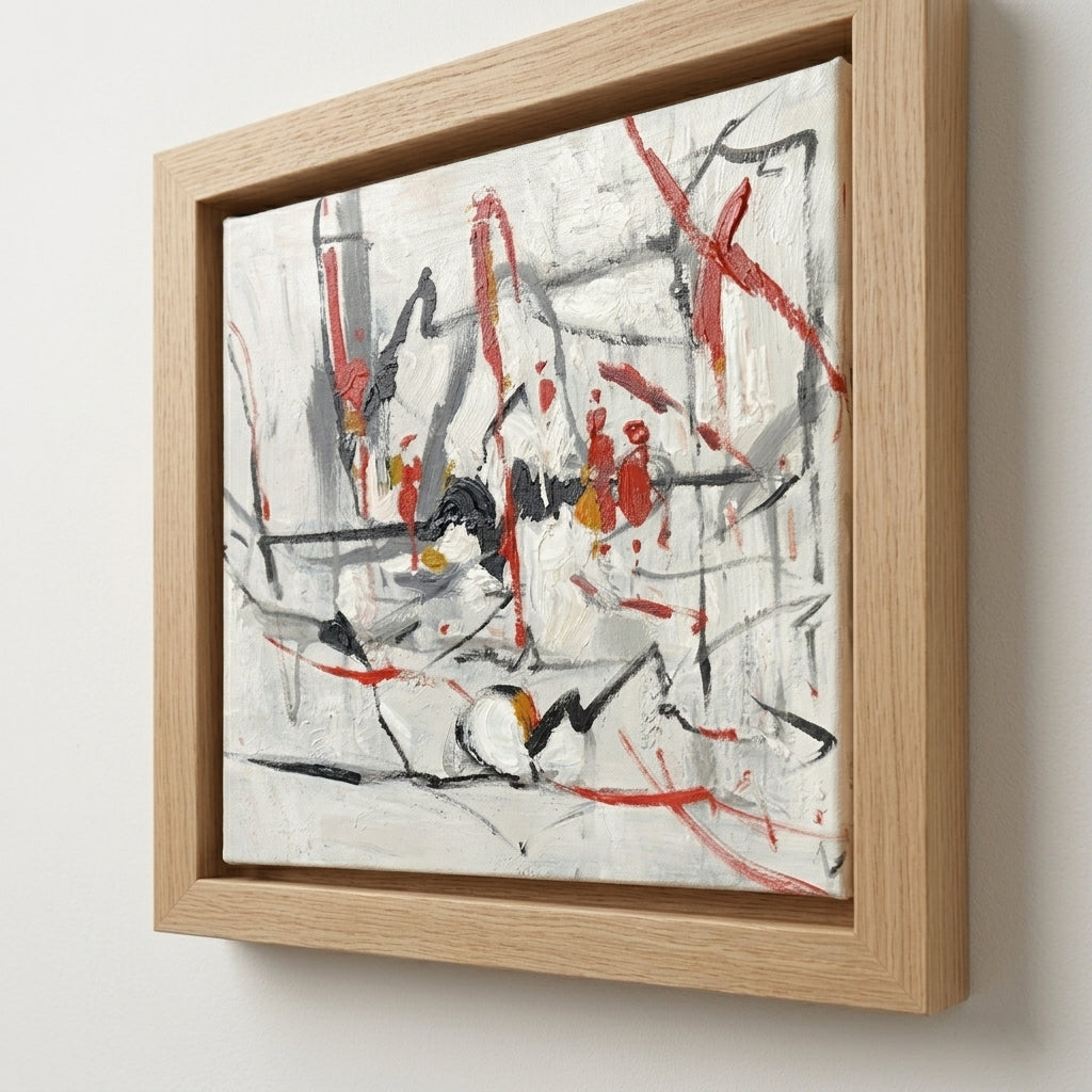 Framed Modern Colorful Abstract Painting on the wall