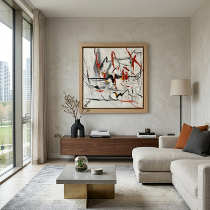 framed Modern Colorful Abstract Painting on the living room decor