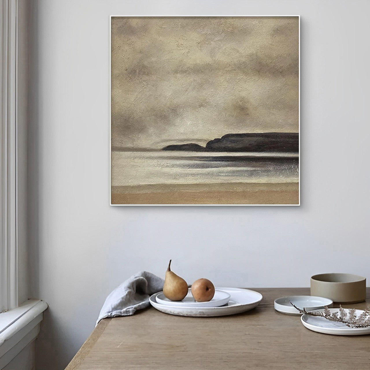 beach wall art for living room, abstract seashore painting, Noho Art Gallery