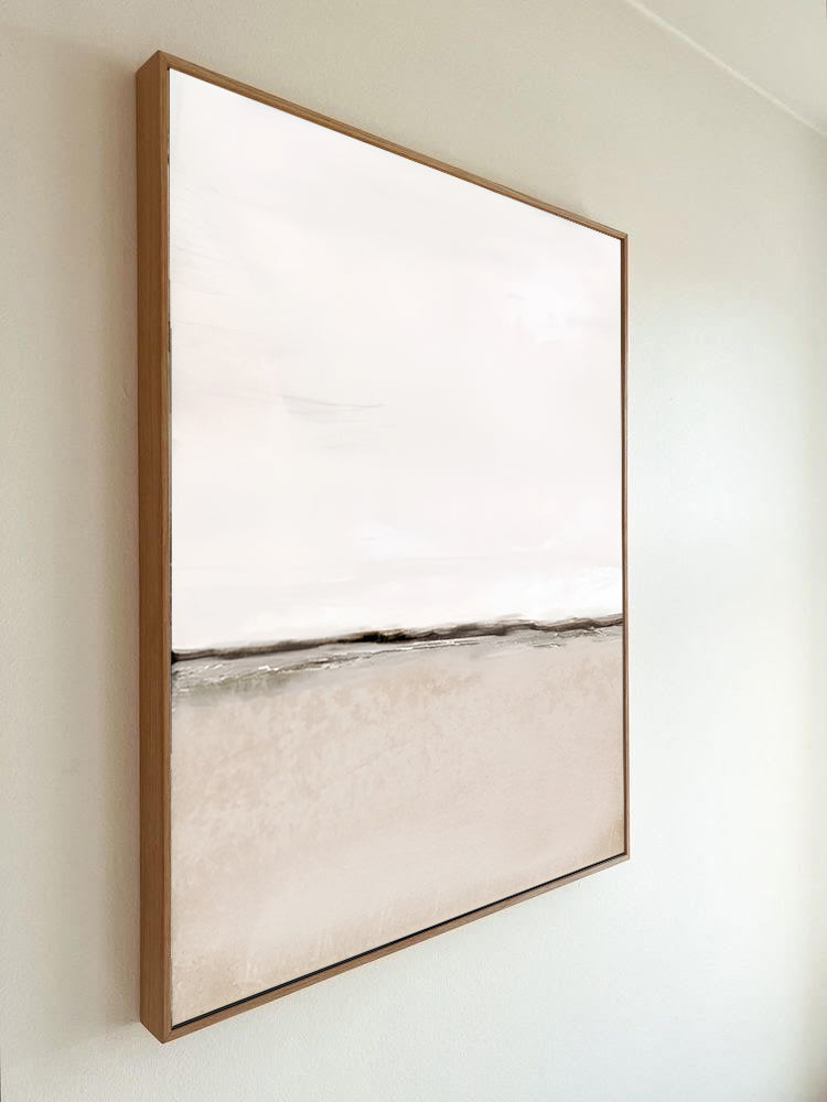 Serene Bay - Minimalist Beige Wall Art Acrylic Painting, beige minimalist painting 