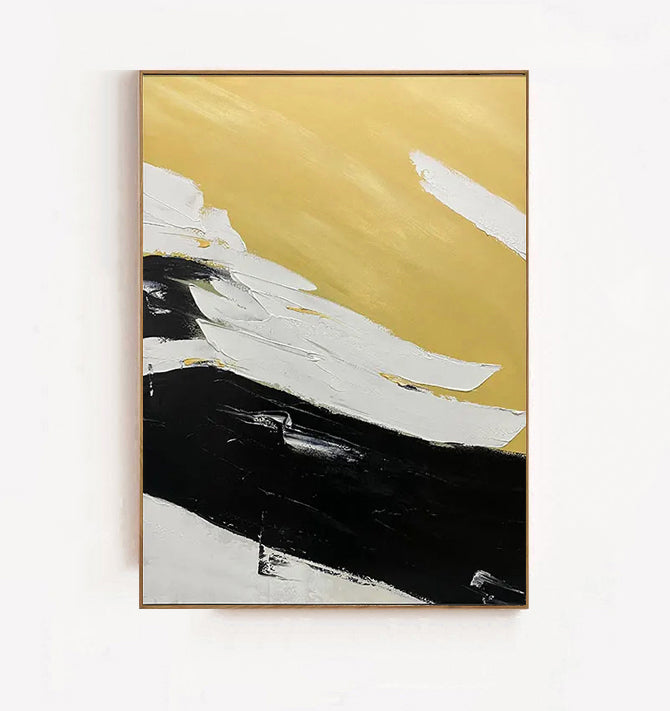 black and yellow abstract painting, modern wall art, Noho Art Gallery