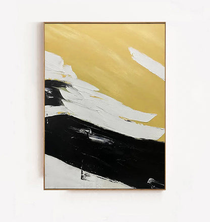 black and yellow abstract painting, modern wall art, Noho Art Gallery