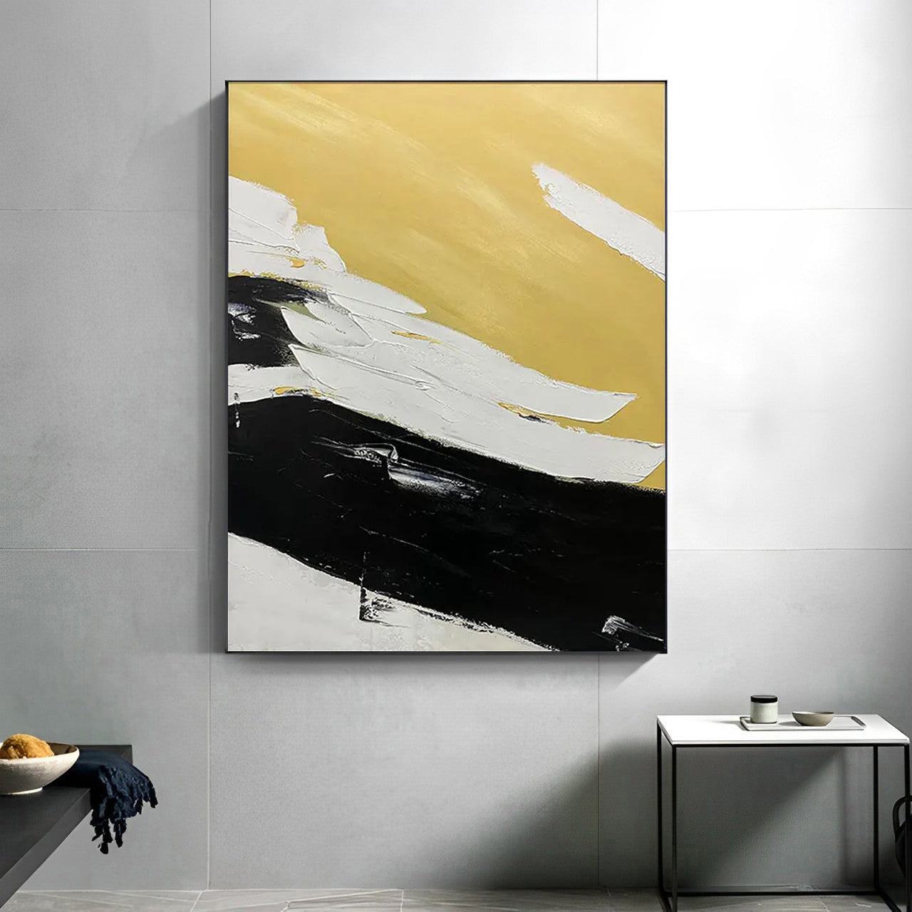 black and yellow artwork, contemporary wall art paintings, Noho Art Gallery