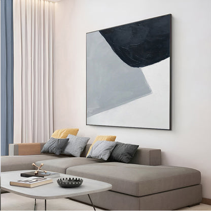 black white and grey abstract painting, Geometric shapes art painting, Noho Art Gallery