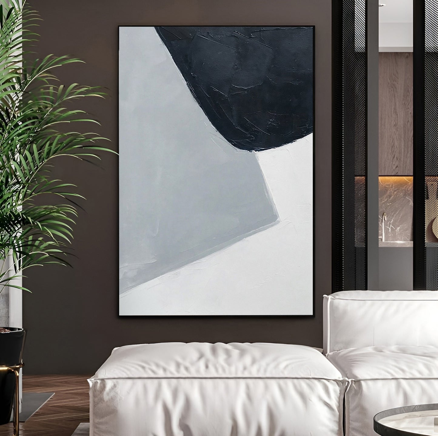 black white and grey abstract art, geometric shapes art painting, Noho Art Gallery