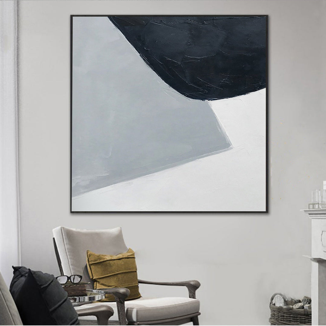 black white and grey canvas, geometric shapes art painting, Noho Art gallery