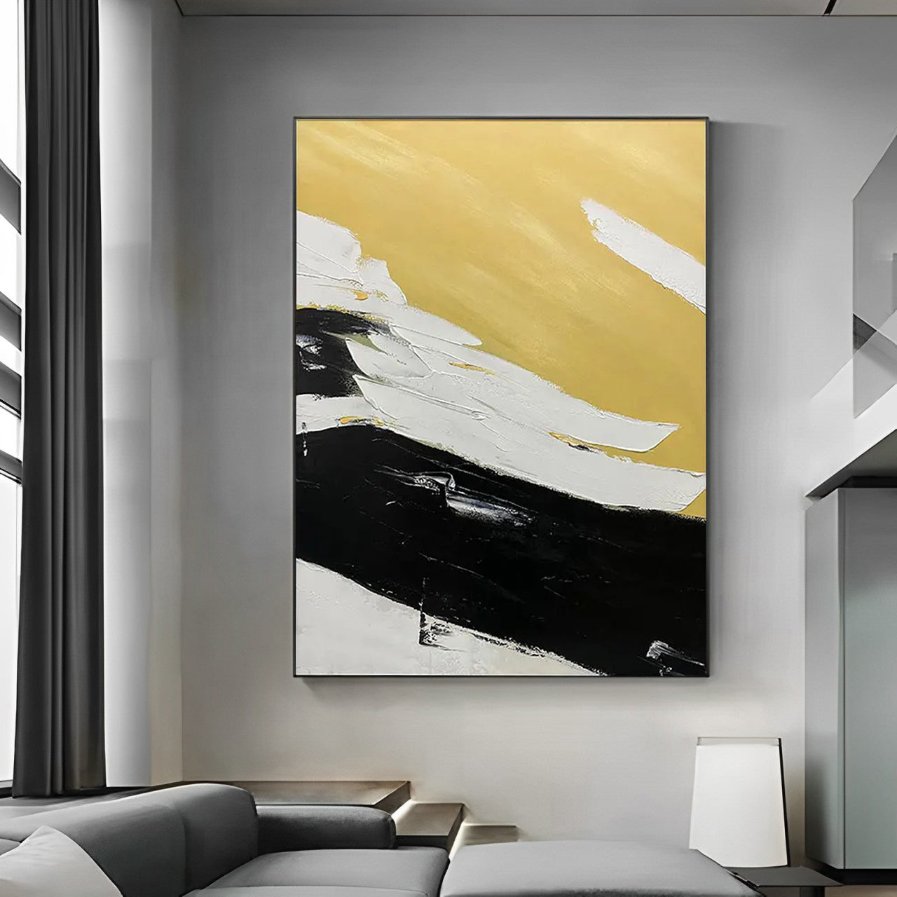 black yellow art canvas