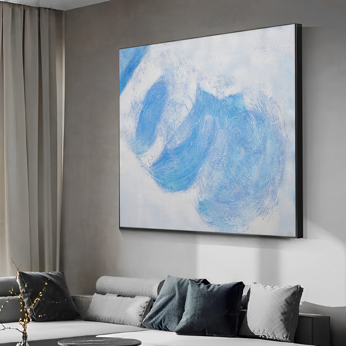 blue and white wall art, white and blue wall art painting for sale, Noho Art Gallery