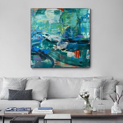 Abstract Painting Blue Green, blue green painting buy online, Noho Art Gallery