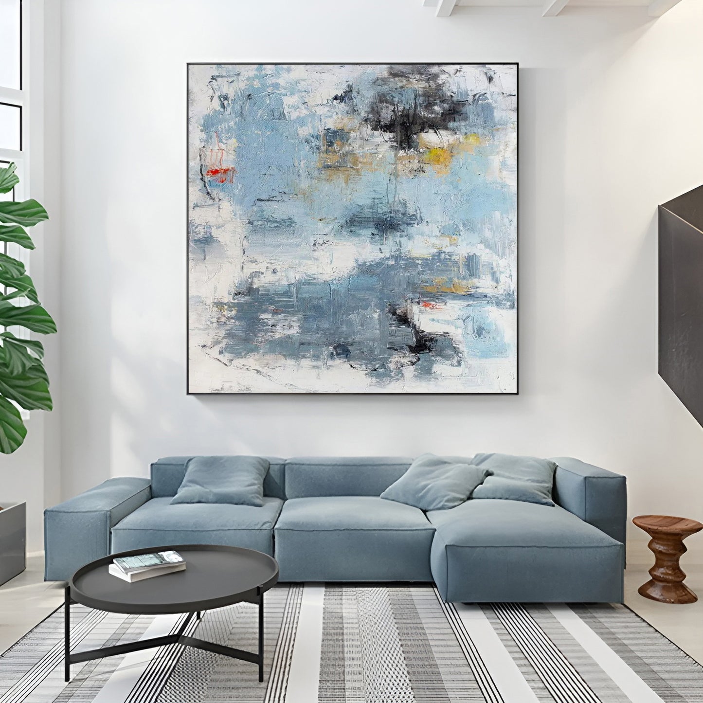 Angelic - Large Abstract Blue and White Painting on Canvas