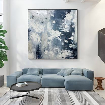 Skyview - Extra Large Blue and White Painting on Canvas