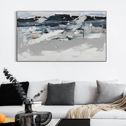 Greish - Black, White and Grey Abstract Art Painting on Canvas