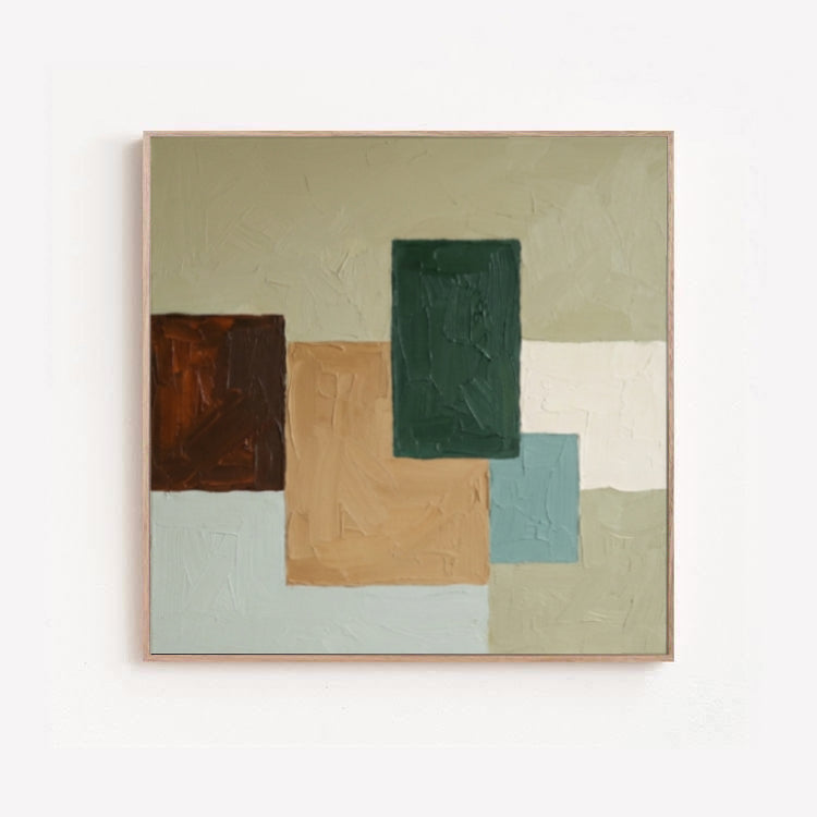 Umber - Modern Geometric Oil Painting in Earth Tones