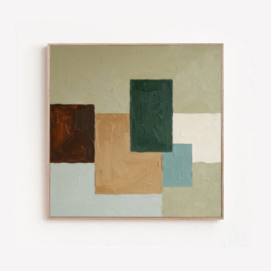 Umber - Modern Geometric Oil Painting in Earth Tones