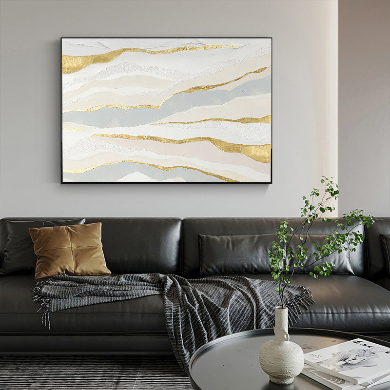 Goldy - Grey, White and Gold Foil Painting on Canvas