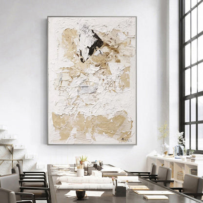 Beigiart - Large Textured White and Beige Abstract Art Painting