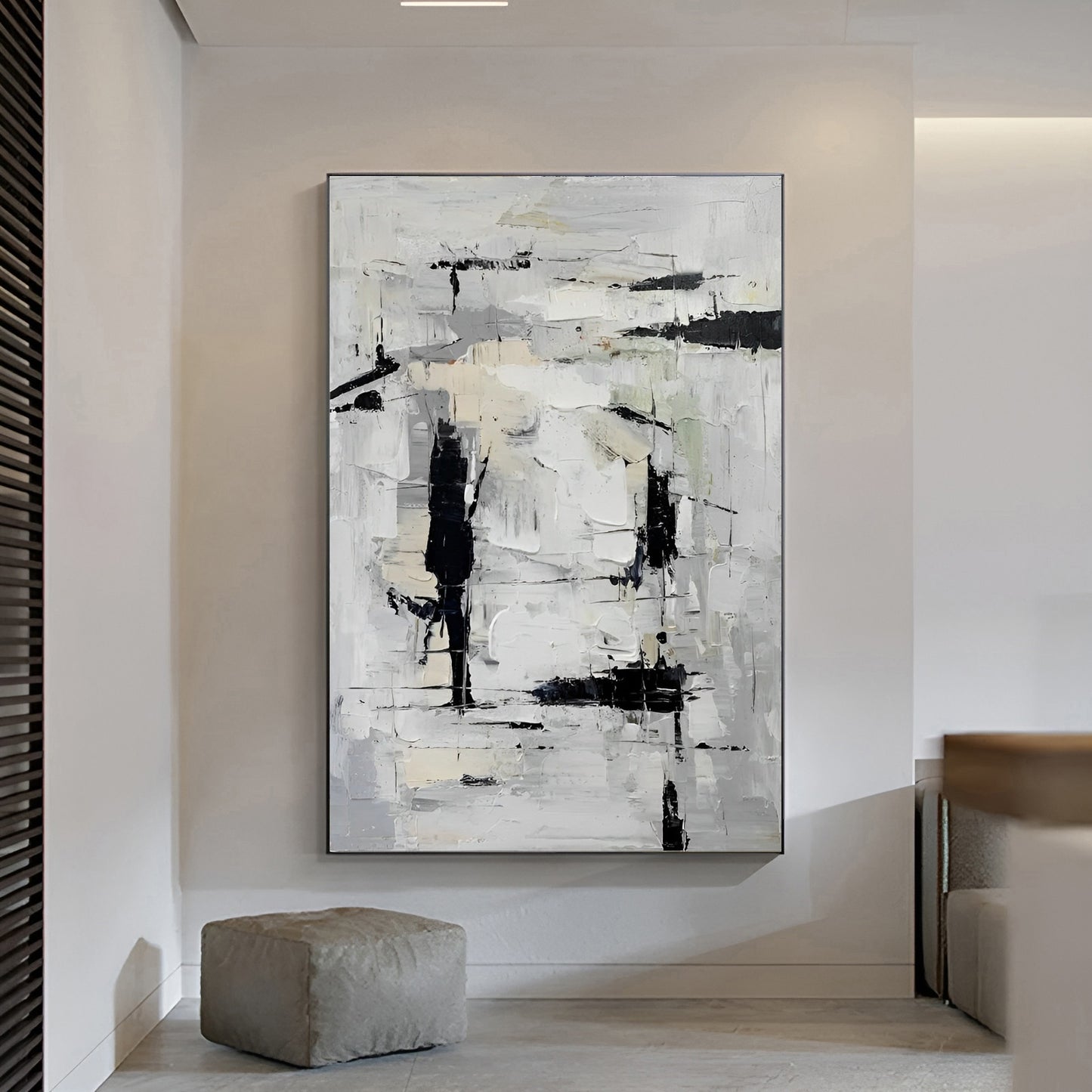 Girio - Extra Large Black and White Abstract Canvas