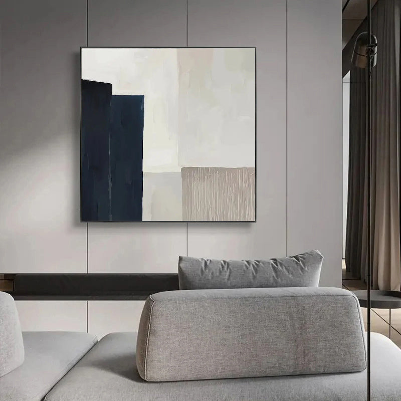 Pearl River - Grey Modern Abstract Art Painting on Canvas