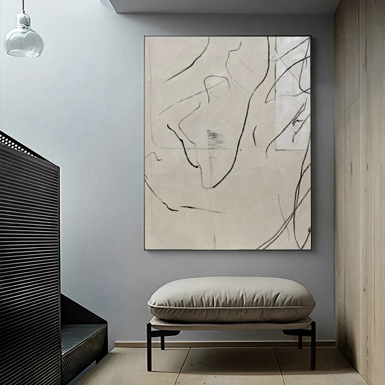 extra large minimalist painting, abstract lines painting for sale, Noho Art Gallery