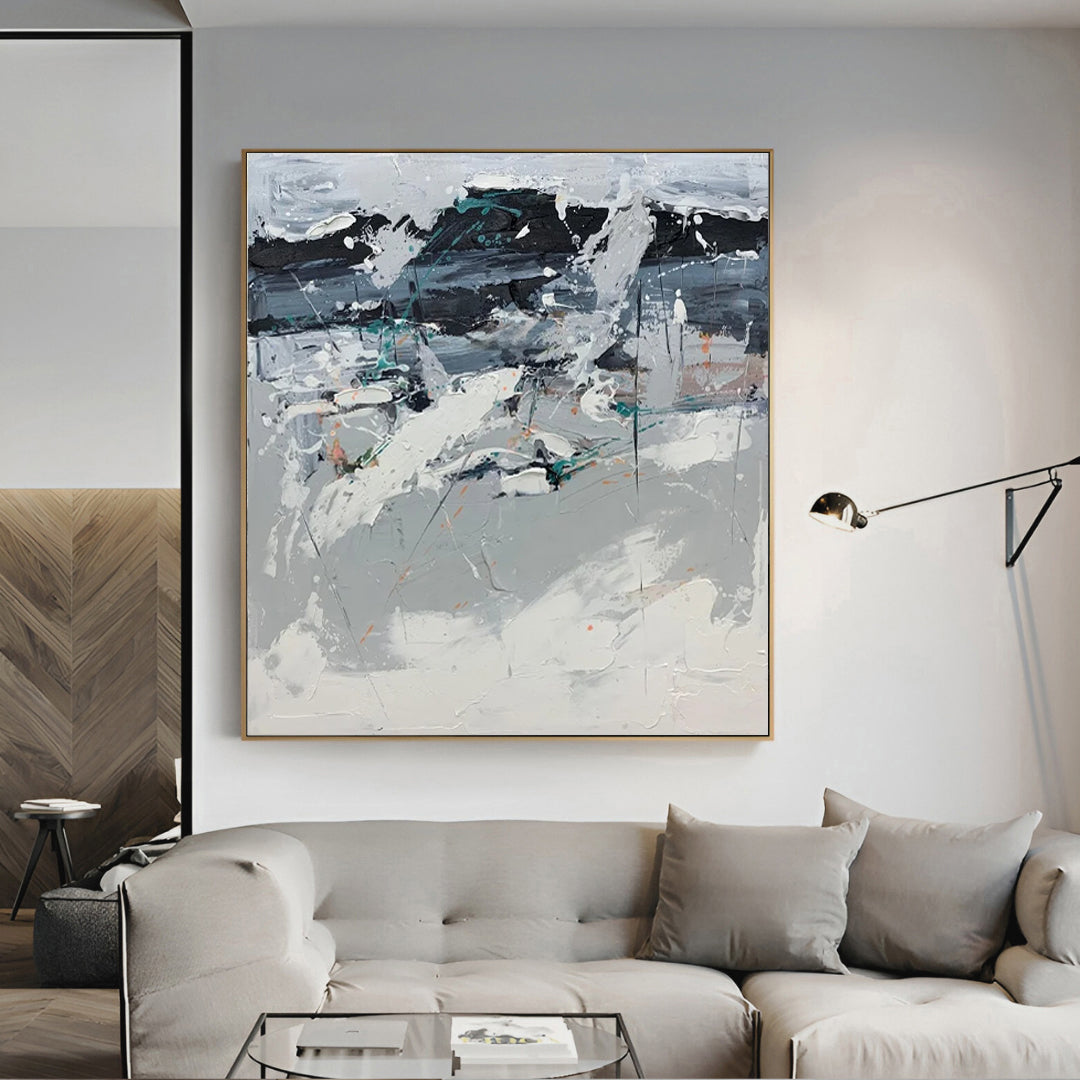 Greish - Black, White and Grey Abstract Art Painting on Canvas